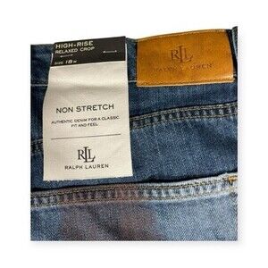 Lauren Ralph Lauren High-Rise Relaxed Crop Blue Denim Jeans Atlas Wash